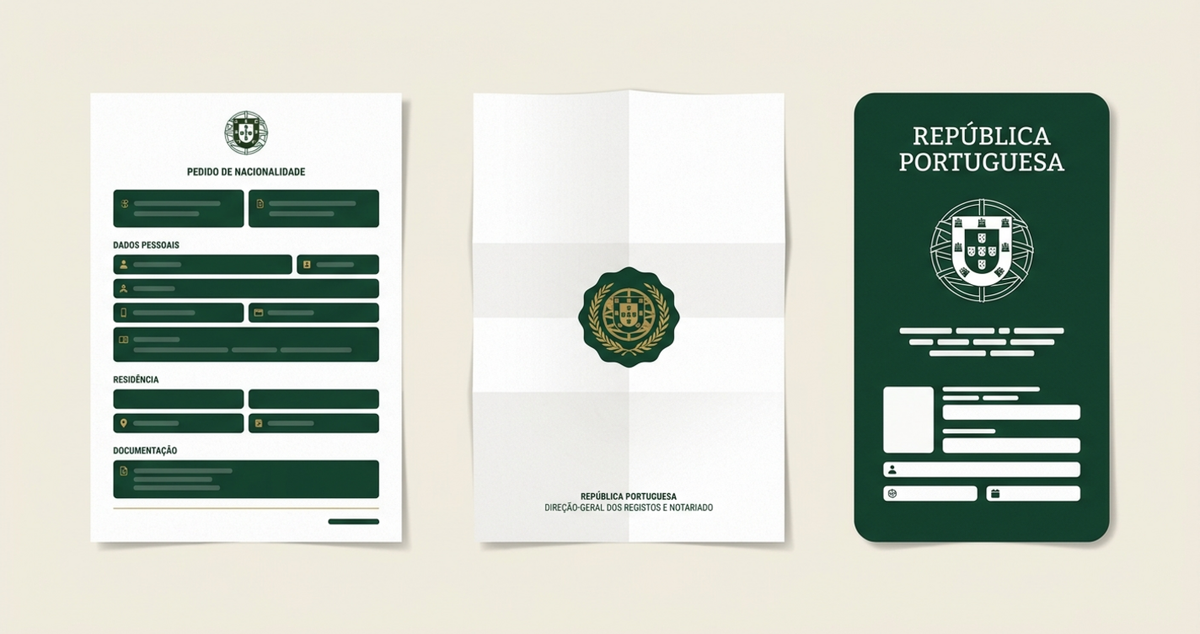 Portugal citizenship law official documents illustration